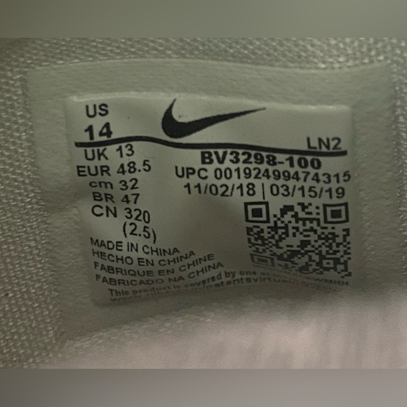 Nike Alpha Menace Elite 2 Size Men's 14 Football Cleats White BV3298-100 - Picture 2 of 9